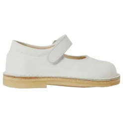 Weiße Ballerina mit runder Spitze flache Schuhe