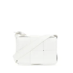 Weiße Geflochtene Leder Mini Tasche