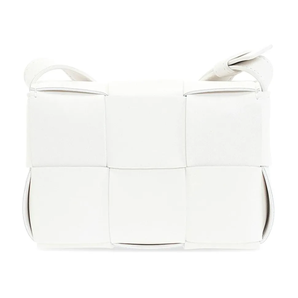 Weiße Geflochtene Leder Mini Tasche