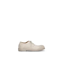 Weiße Leder Derby Schuhe