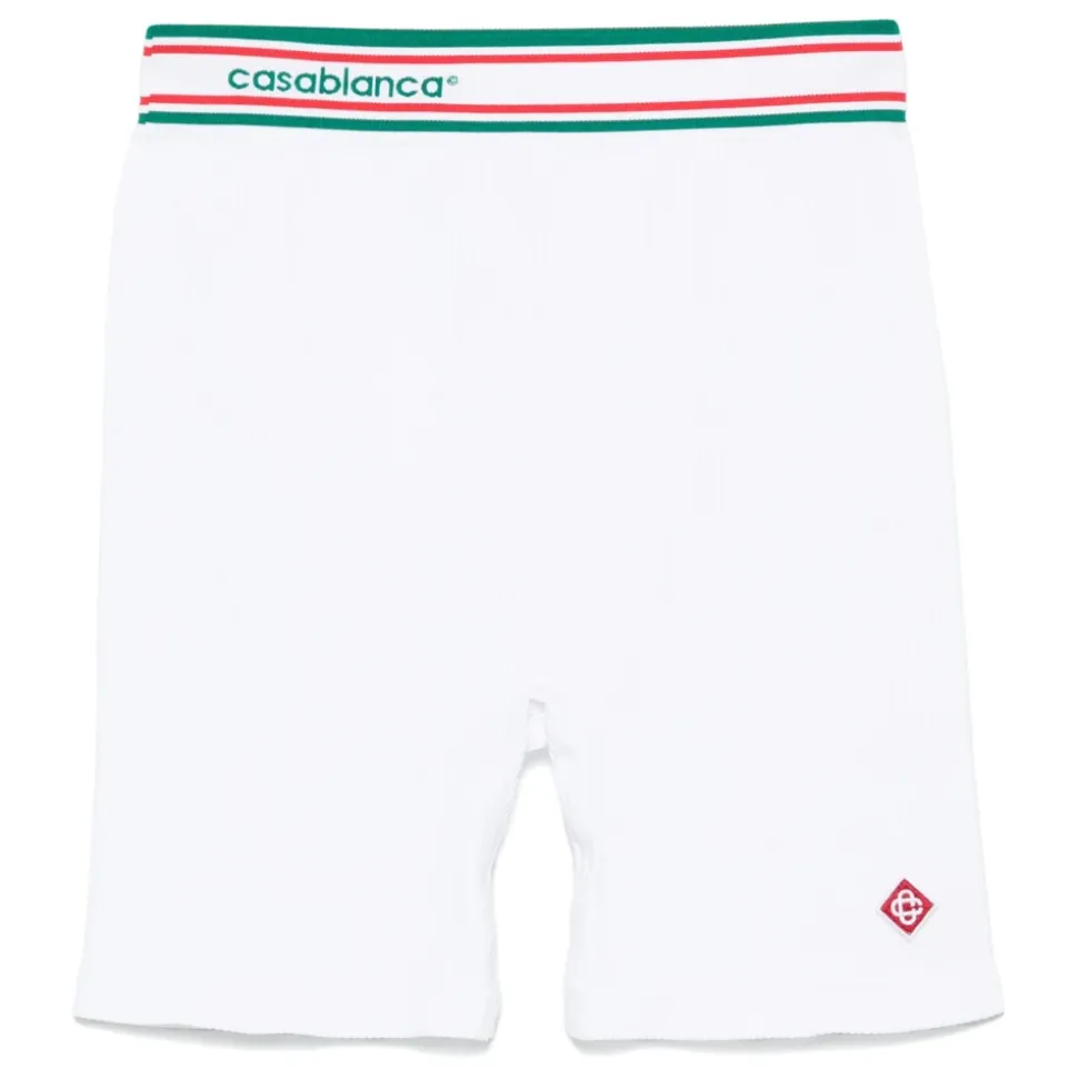 Weiße nahtlose Slim Fit Shorts