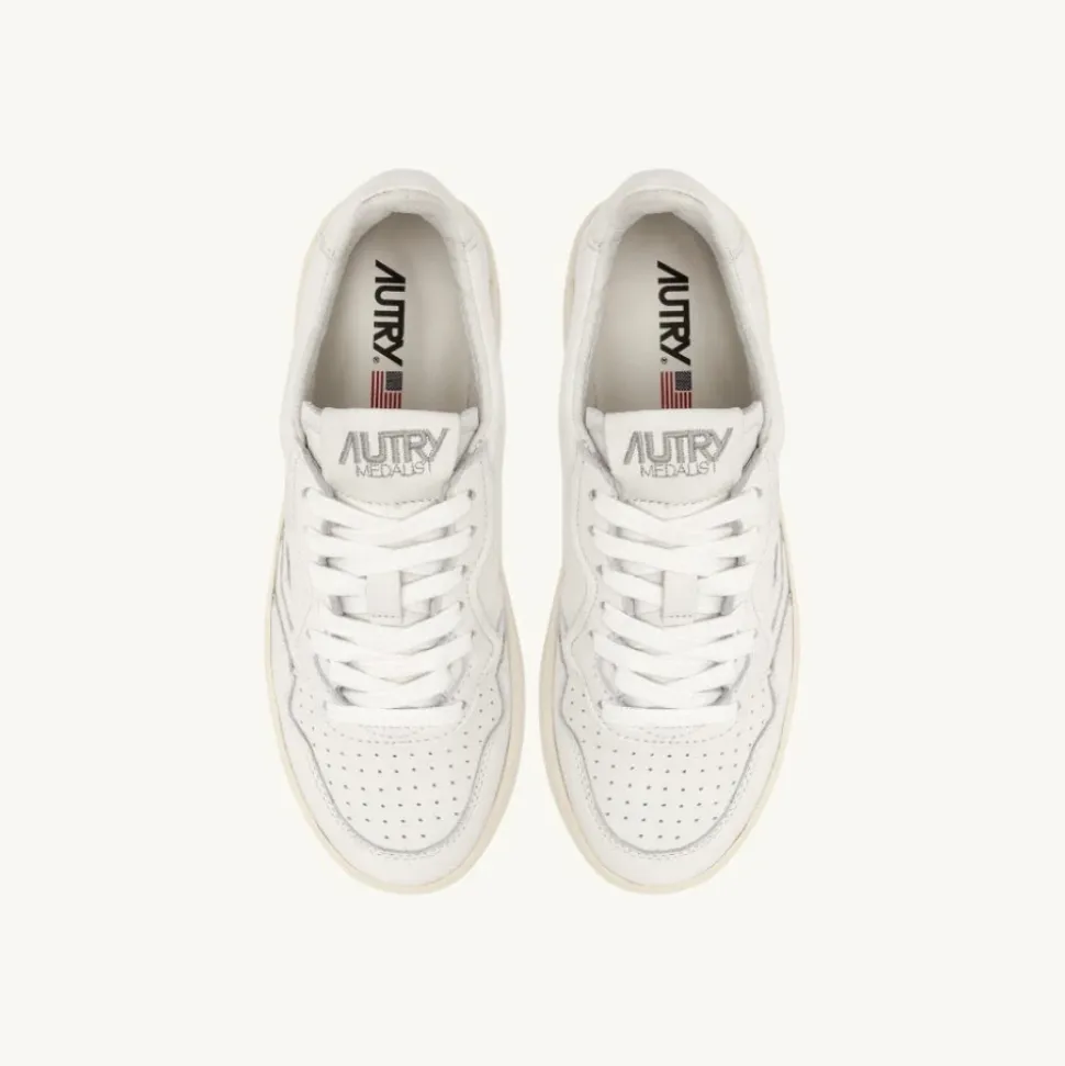 Weiße Nappa Medalist Low Sneakers