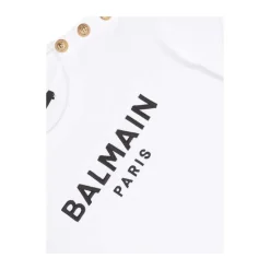 Weiße Schwarze Baumwoll-T-Shirt mit Besticktem Logo