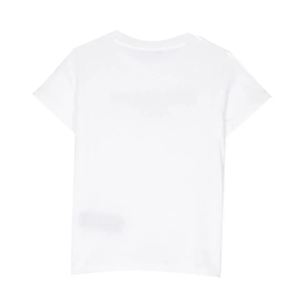 Weiße Schwarze Baumwoll-T-Shirt mit Besticktem Logo
