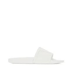 Weiße Slip-On Sandalen mit Flacher Sohle