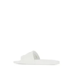 Weiße Slip-On Sandalen mit Flacher Sohle
