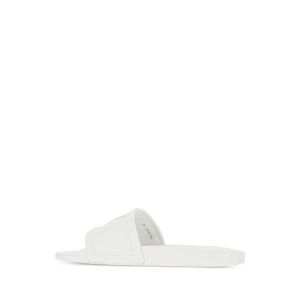 Weiße Slip-On Sandalen mit Flacher Sohle