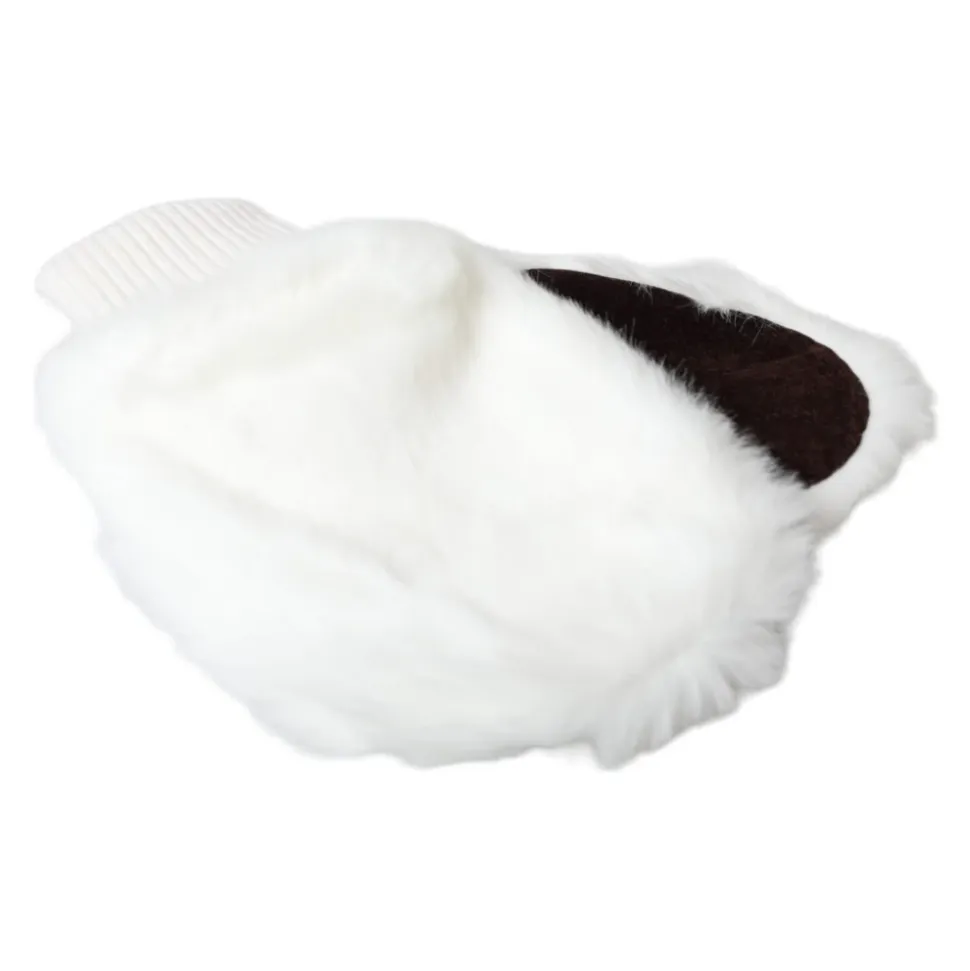 Weiße Strickpelz-Handgelenk-Fingerlose Handschuhe
