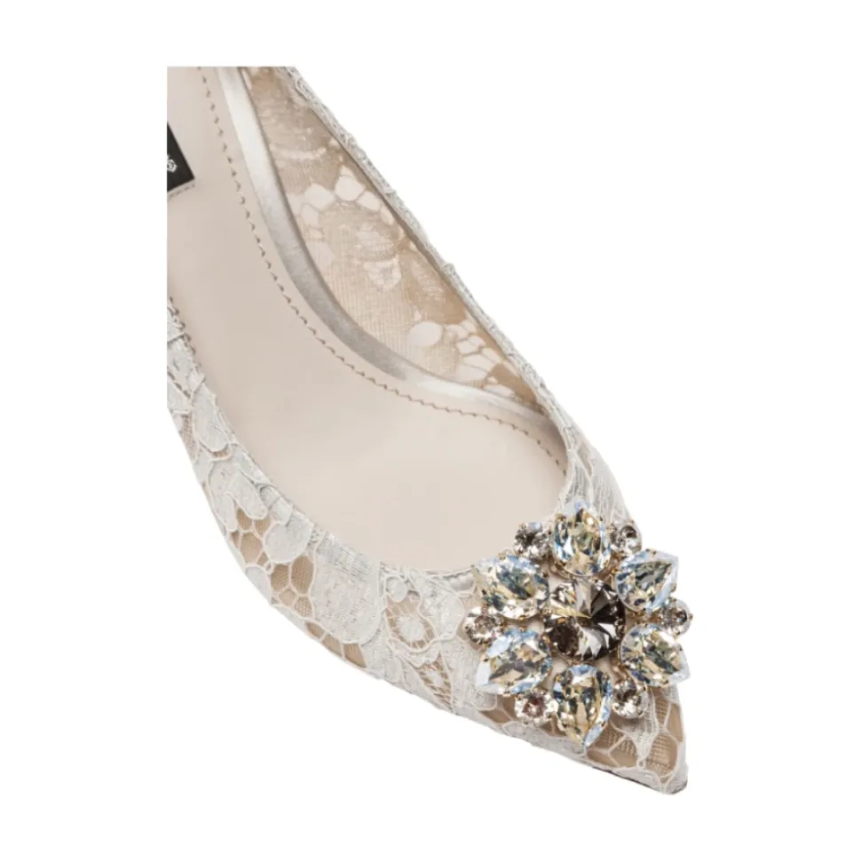 Weiße Taormina Pumps mit Kristallen