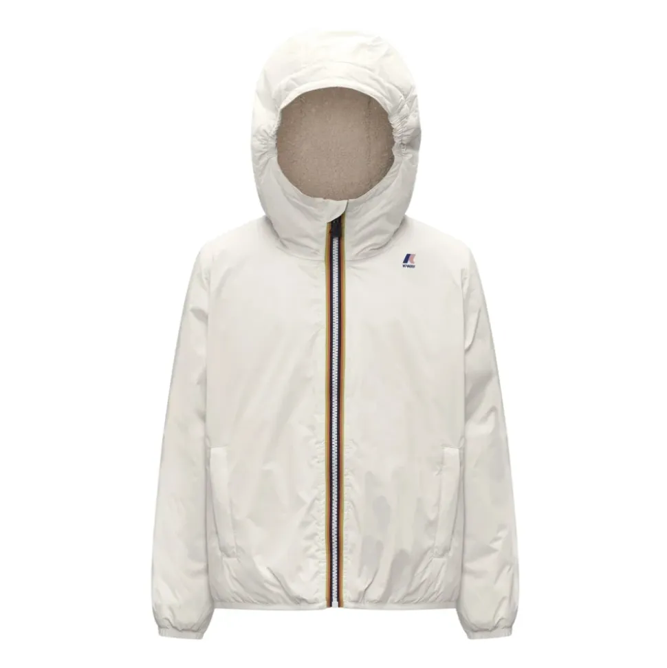 Weiße Wasserdichte Jacke mit Sherpa-Futter