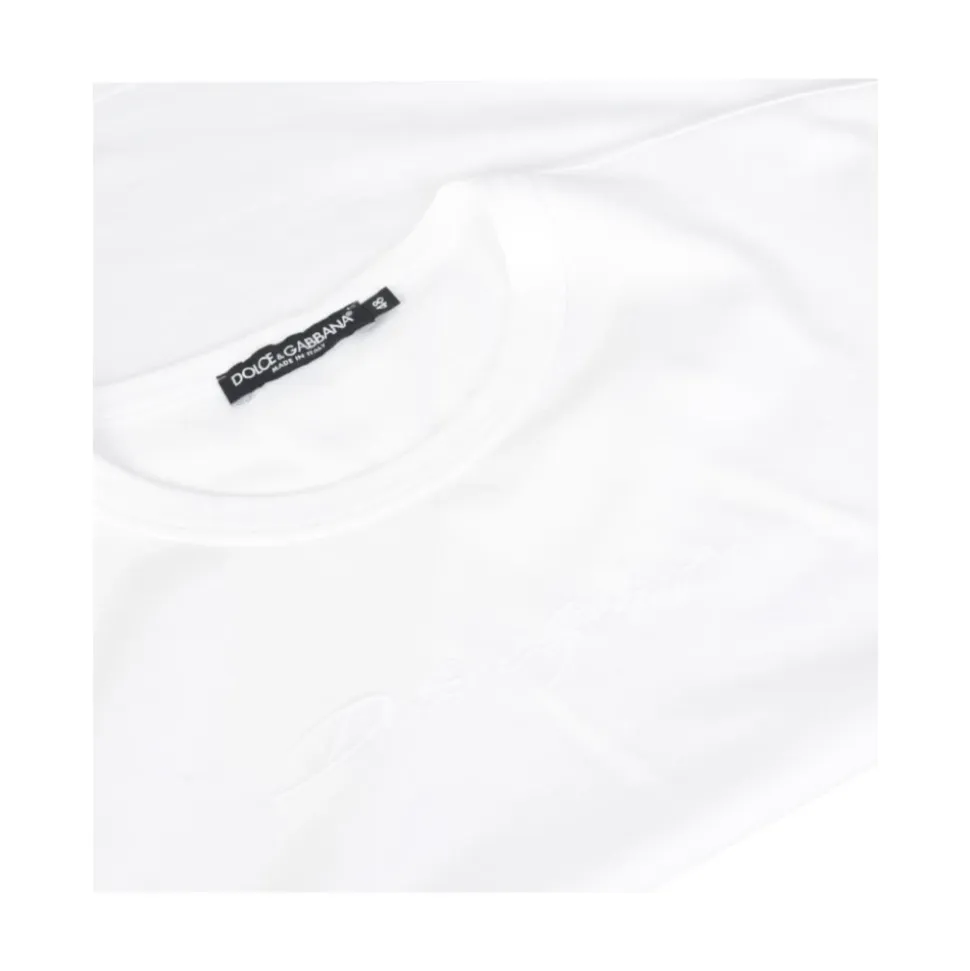Weißes Besticktes Signature T-Shirt