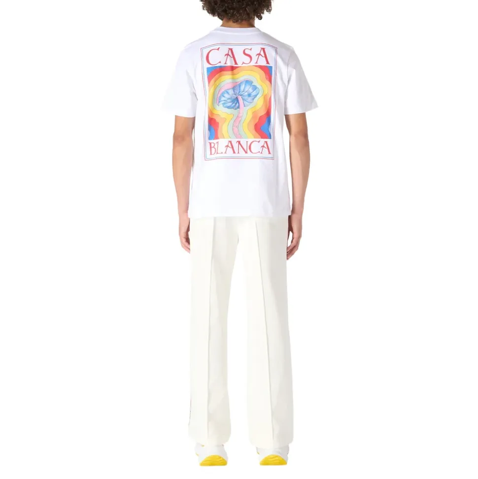 Weißes Mind Vibrations Bedrucktes T-Shirt