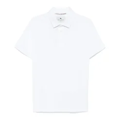 Weißes Polo-Shirt mit Rippbündchen