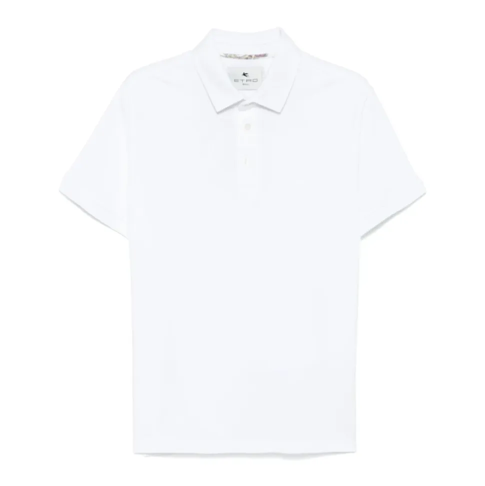 Weißes Polo-Shirt mit Rippbündchen