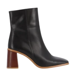 West Vintage Schwarze Leder Stiefeletten