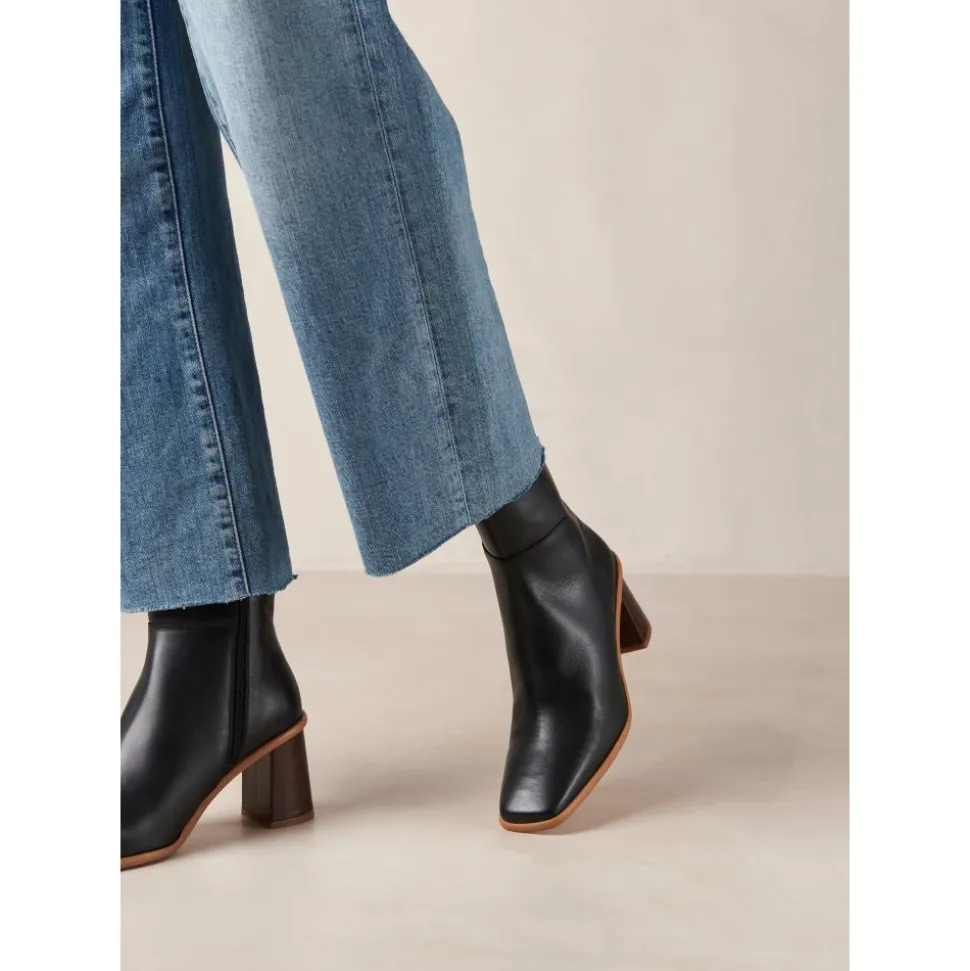 West Vintage Schwarze Leder Stiefeletten