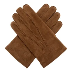 Wildlederhandschuhe mit gesticktem Logo