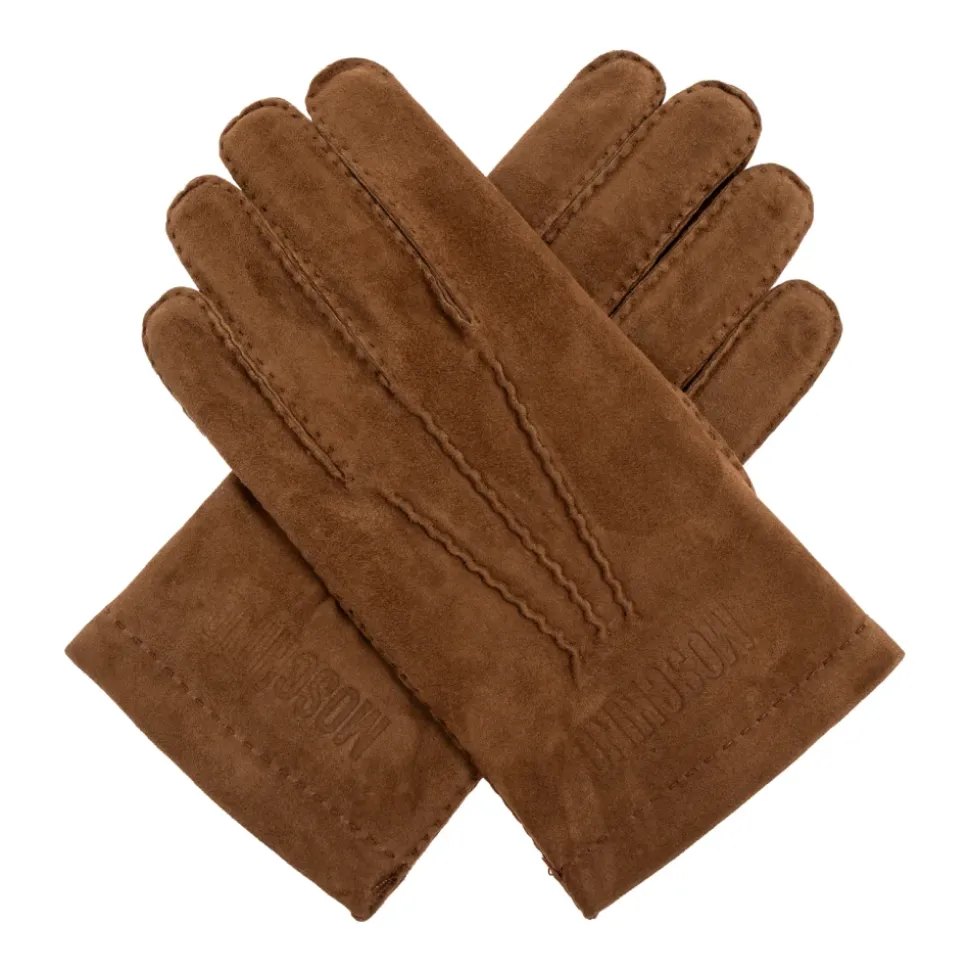 Wildlederhandschuhe mit gesticktem Logo