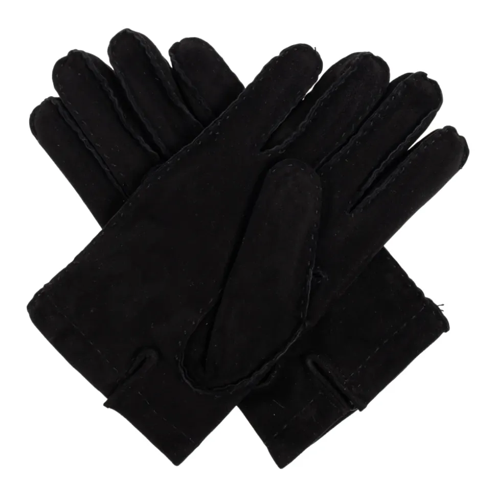 Wildlederhandschuhe mit gesticktem Logo