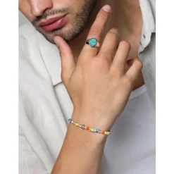 Wristband with Assorted Vintage Trifocal Beads and Silver