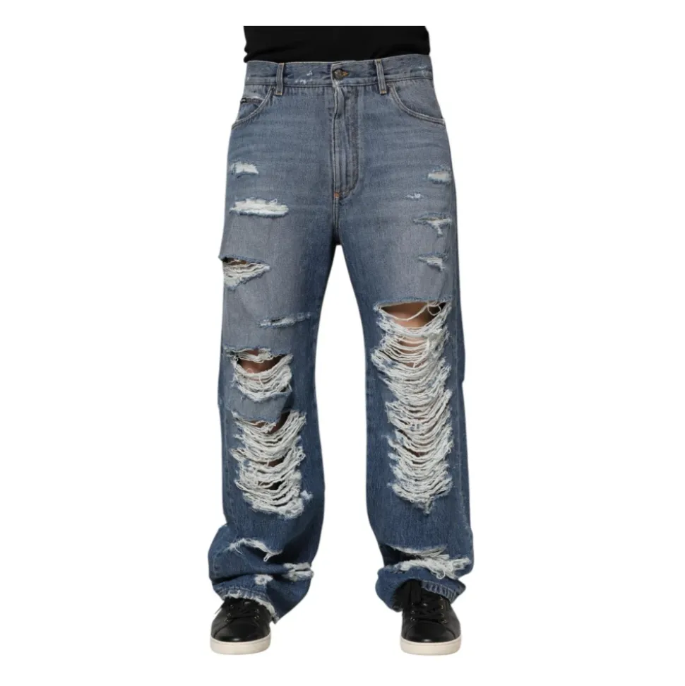 Zerfetzte Logo-Plakette Denim Jeans