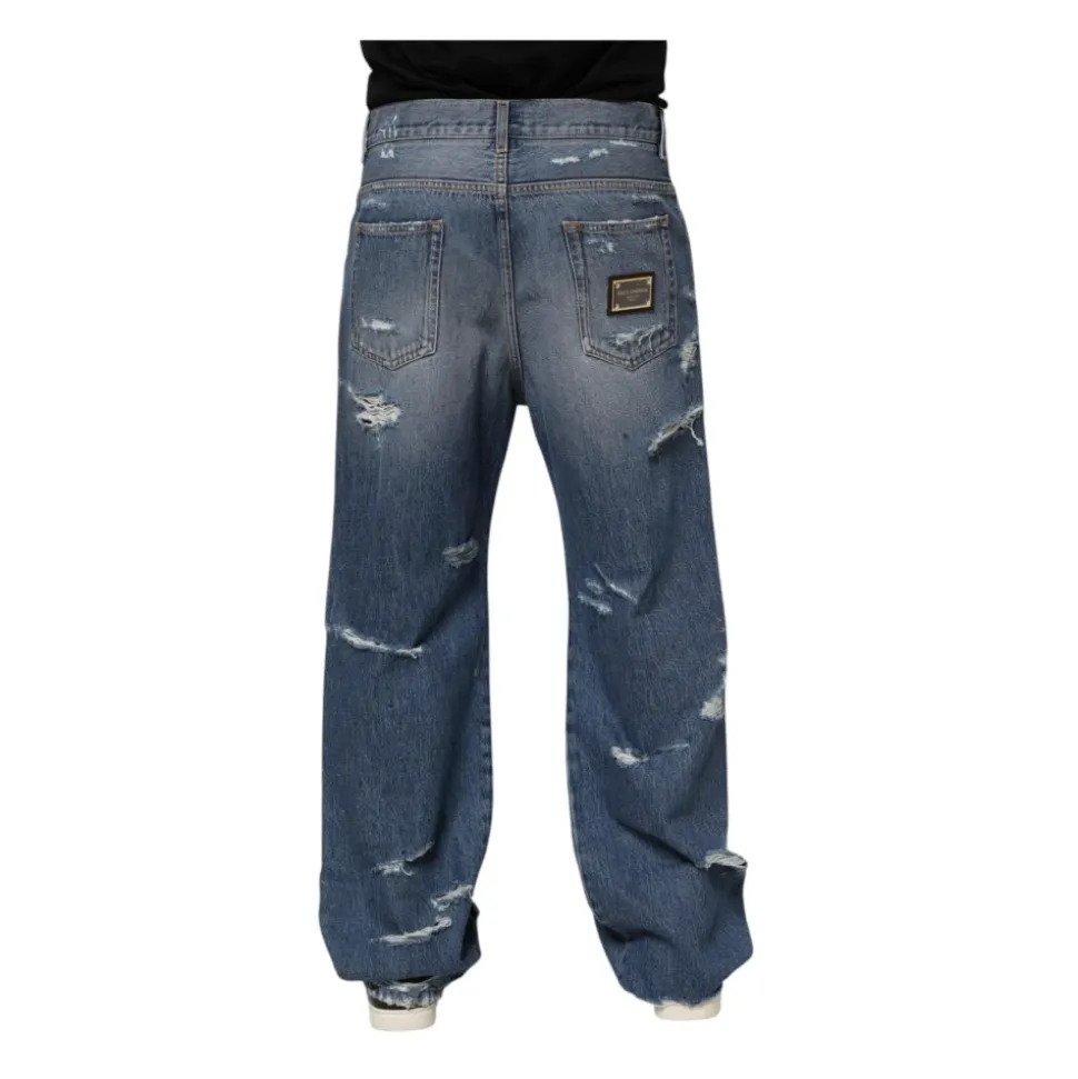 Zerfetzte Logo-Plakette Denim Jeans