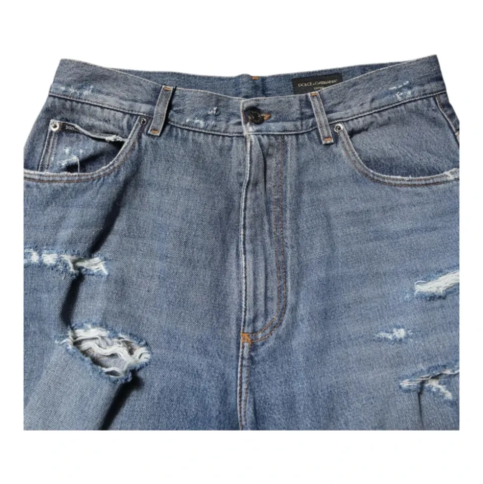 Zerfetzte Logo-Plakette Denim Jeans