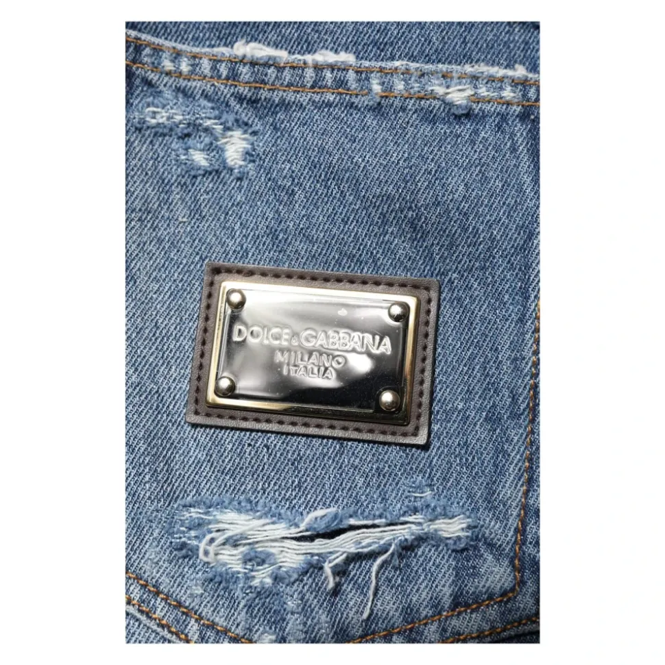 Zerfetzte Logo-Plakette Denim Jeans
