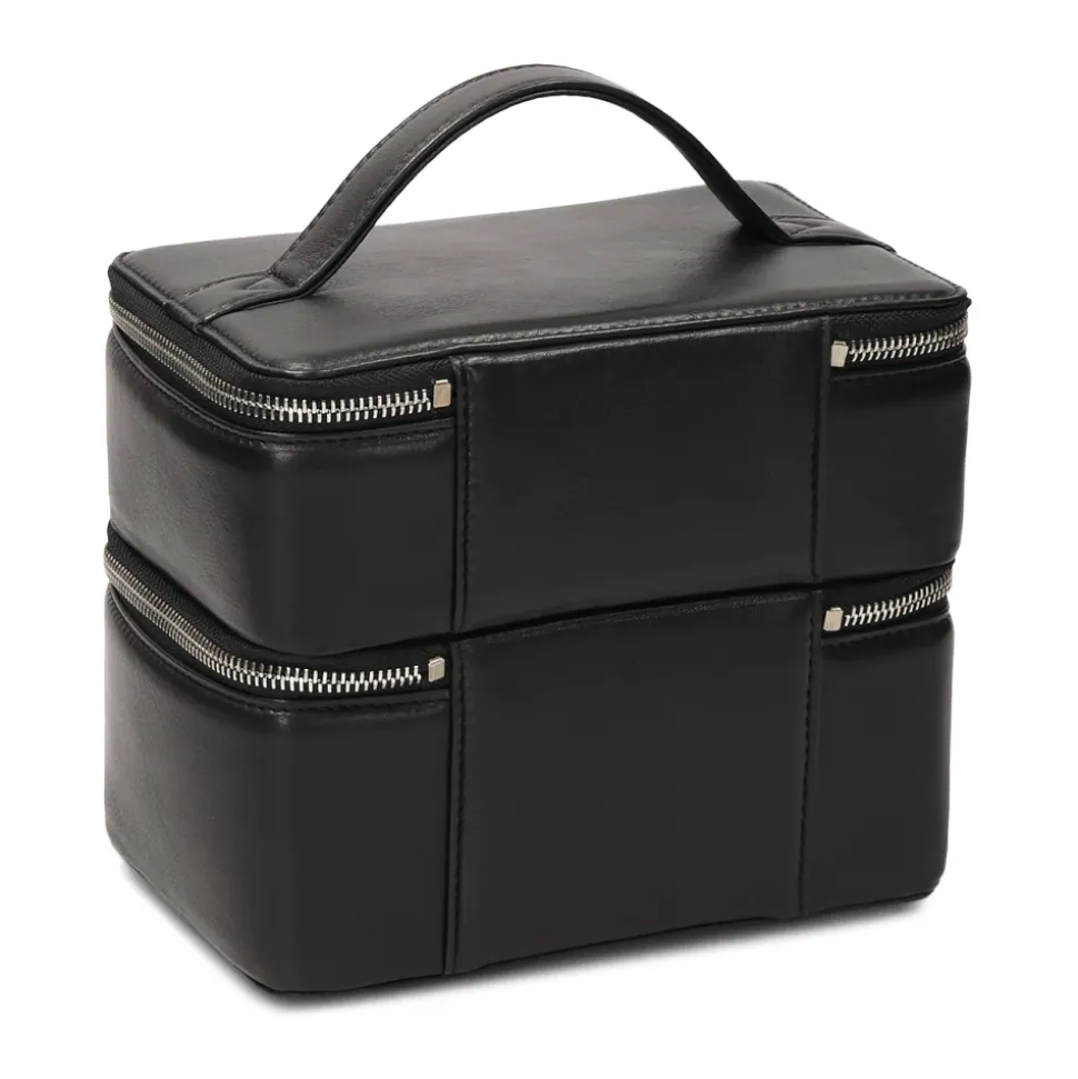 Zweistufige starre Leder-Kosmetiktasche